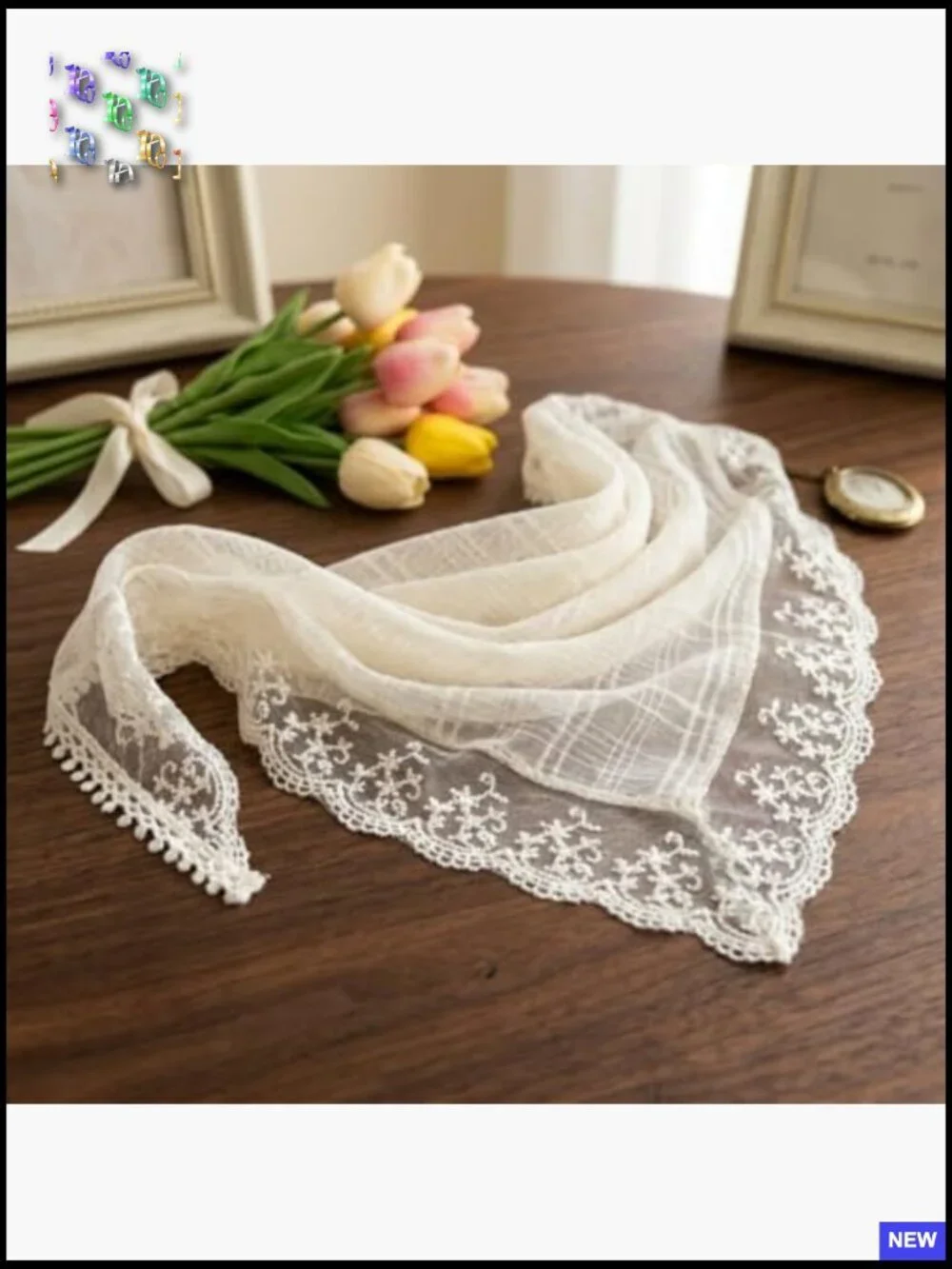 Vintage Lace Head Scarf Adjustable Headband Kerchief Wrap Elegant Chic